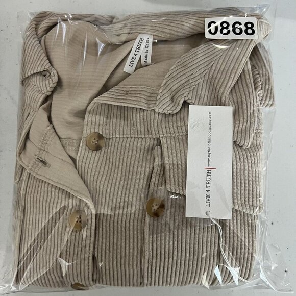 NWT Live 4 Truth Womens L Oversized Beige Corduroy Button Up Shirt Dress Western - Picture 16 of 16